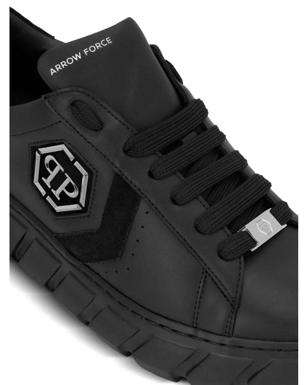 Philipp Plein Black Hexagon Force Leather Sneakers