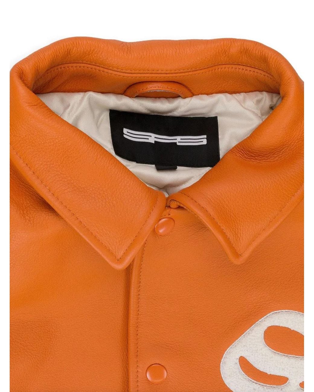 Sp5der Orange Logo-Patch Varsity Jacket for men