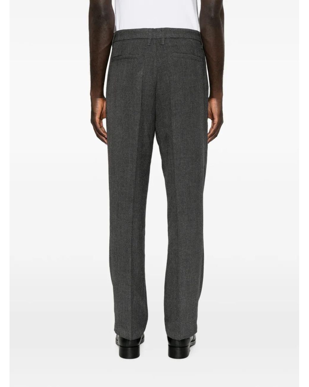 Imperial Gray Pantalon Droit À Design Plissé for men