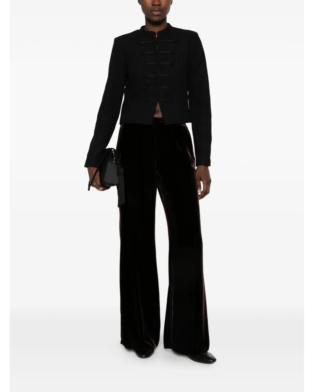 Forte_forte Black Velvet Wide-Leg Trousers