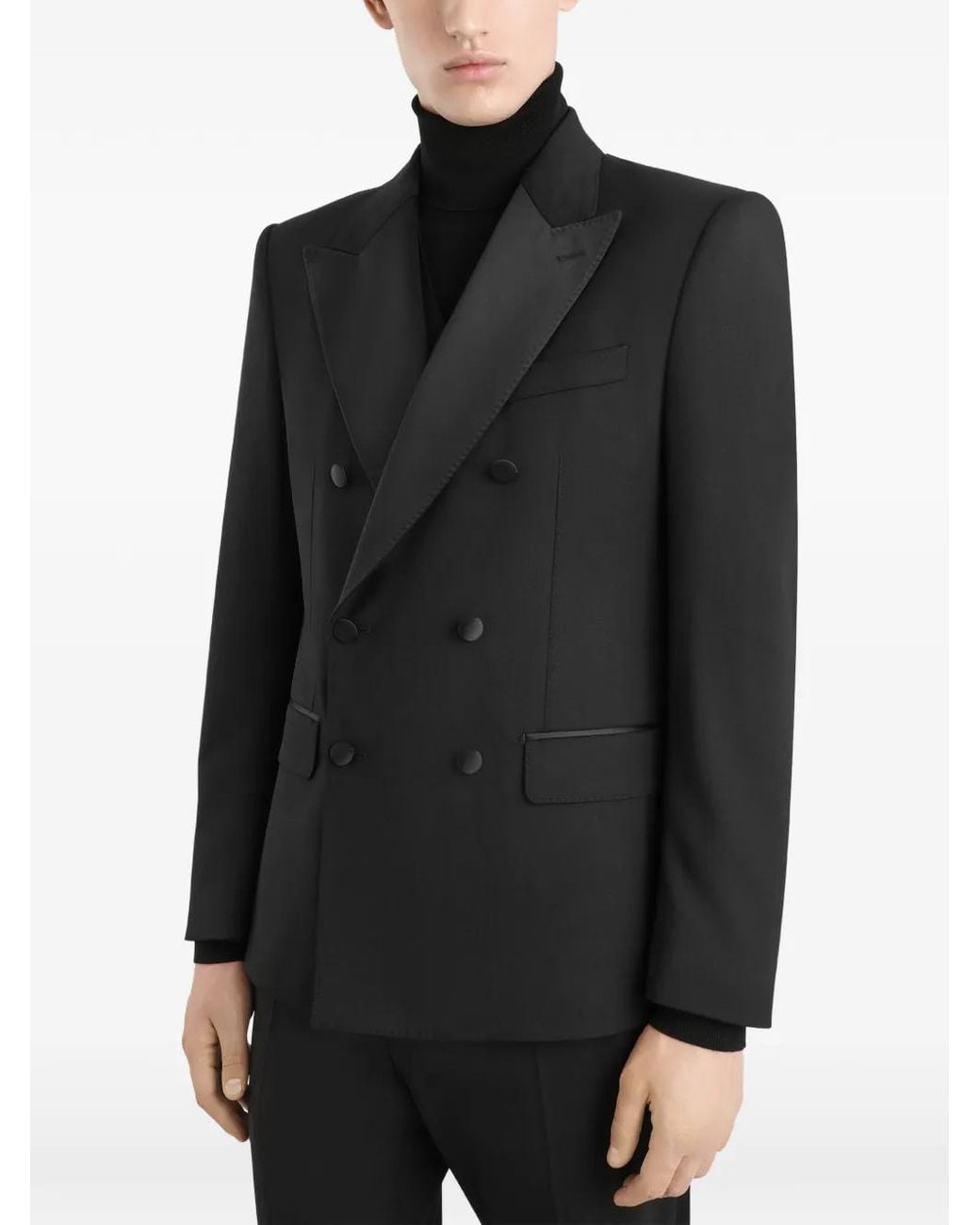 Dolce & Gabbana Black Sicilia-Fit Double-Breasted Three-Piece Suit for men