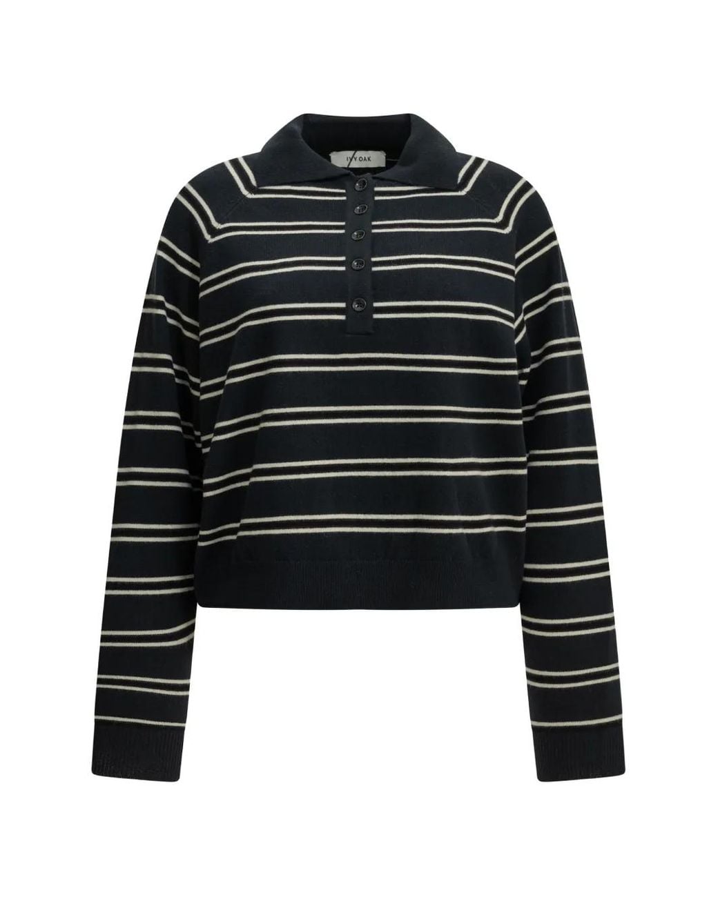 IVY & OAK Black Striped Wool Sweater