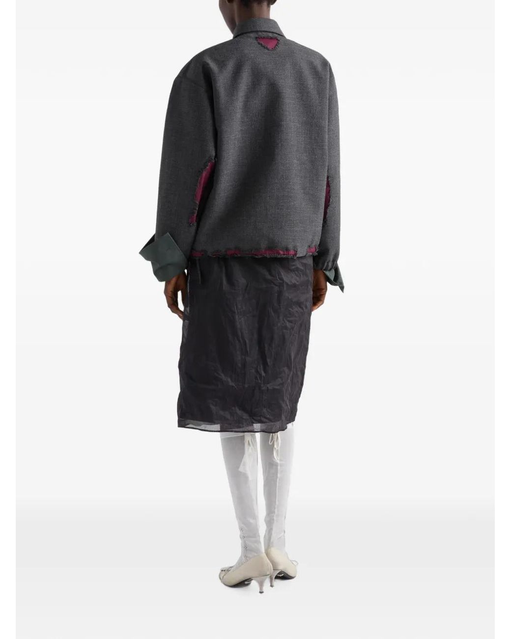 Prada Blue Bonded Devoré Hopsack Blouson Jacket