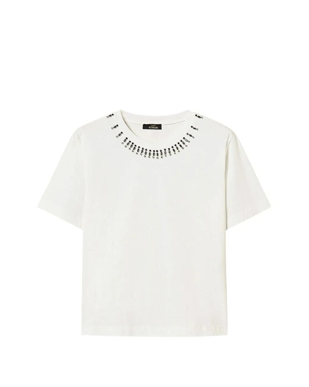 Twinset White Slim-Fit T-Shirt With Embroidery