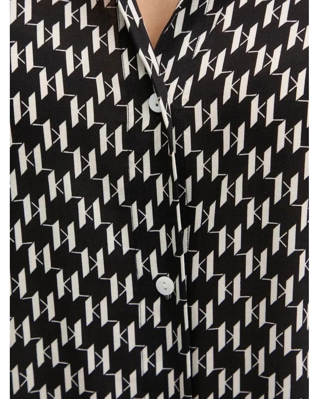 Karl Lagerfeld Black Geometric-Print Shirt