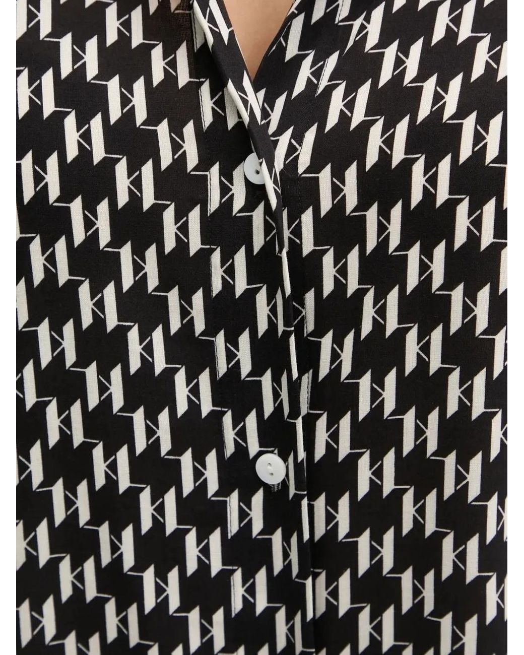 Karl Lagerfeld Black Geometric-Print Shirt