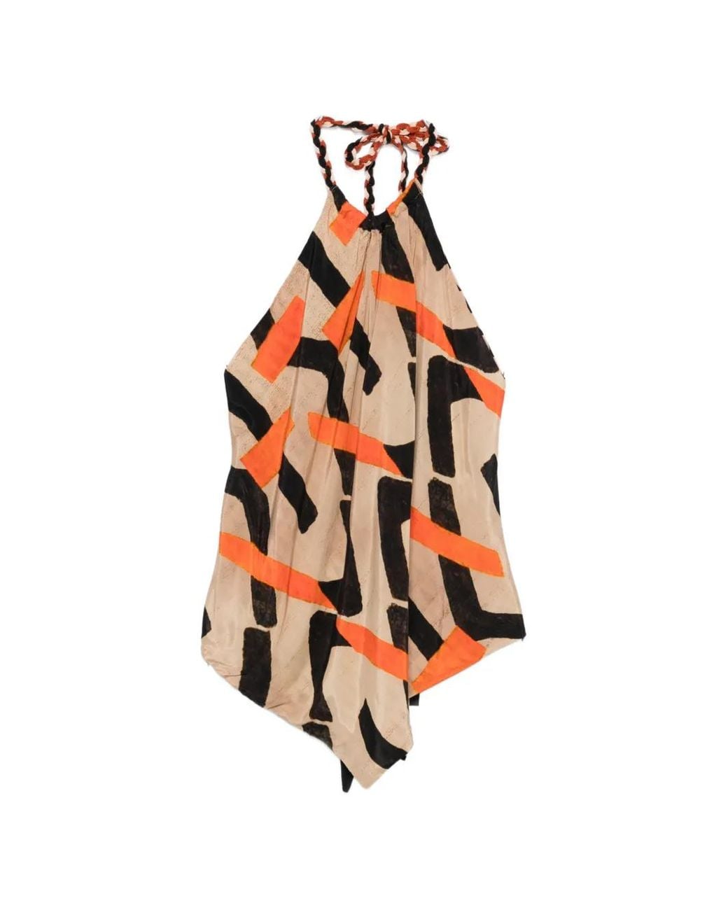 Dixie White Graphic-Print Halterneck Top