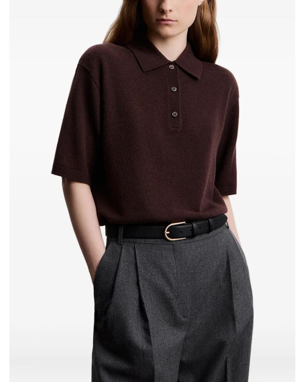 12 STOREEZ Red Knitted Polo Top