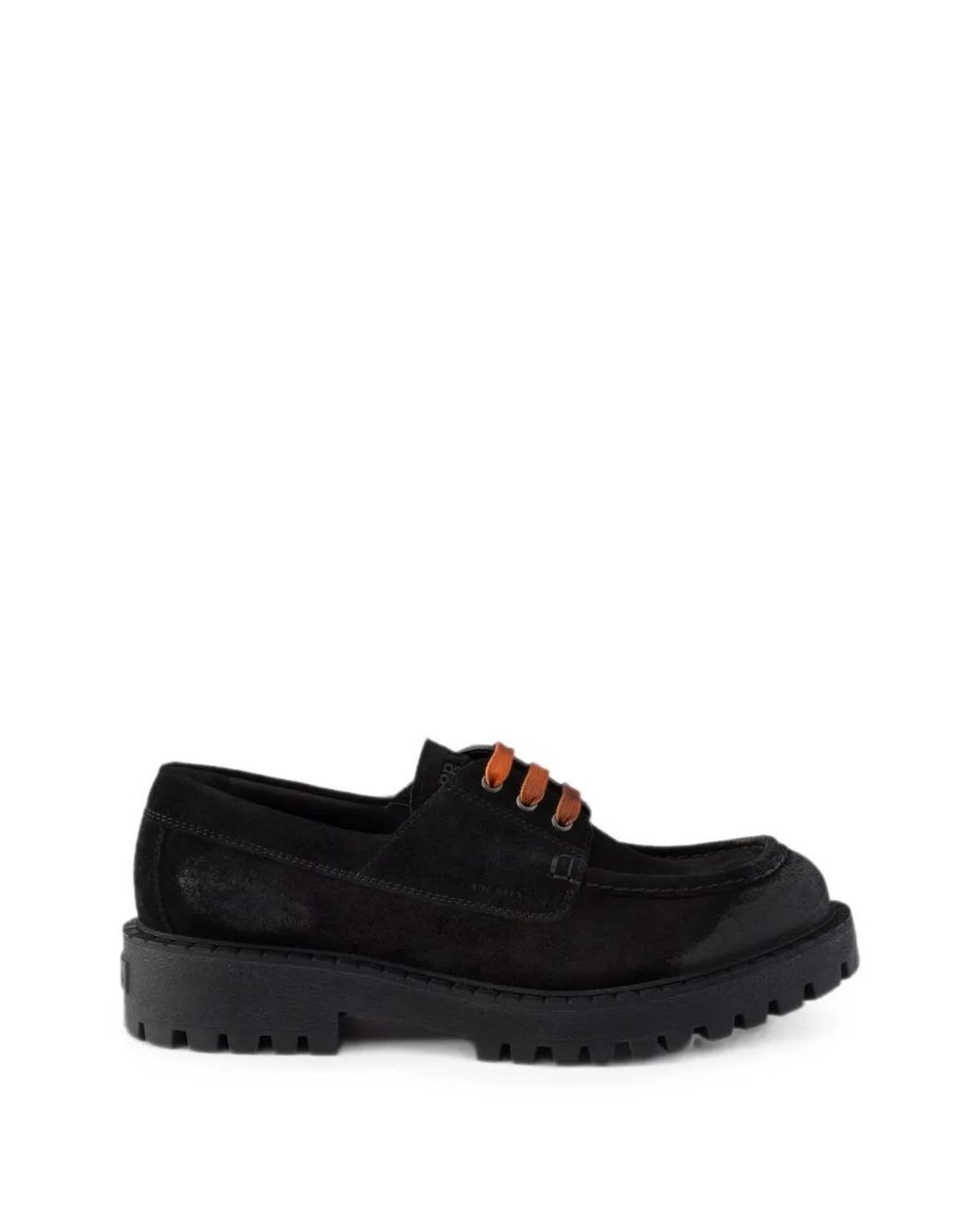Prada Black Waxed Suede Lace-Up Shoes for men