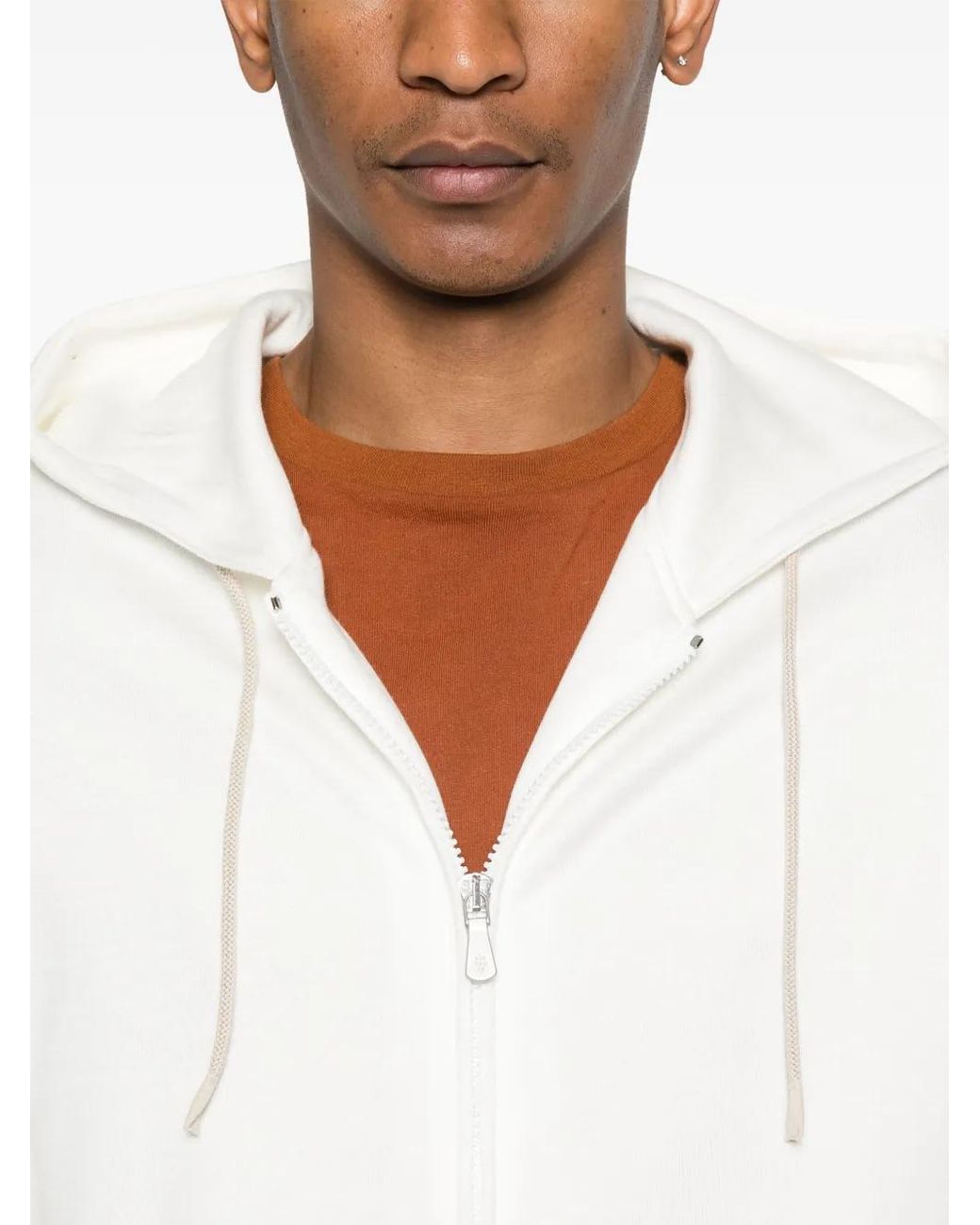 Eleventy White Zip-Up Hoodie for men