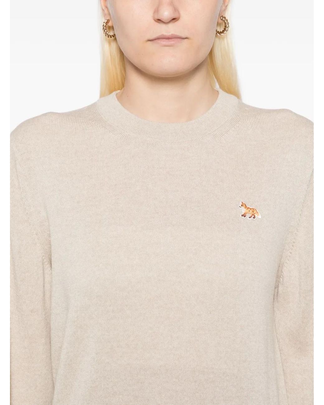 Maison Kitsuné Natural Embroidered-Logo Jumper