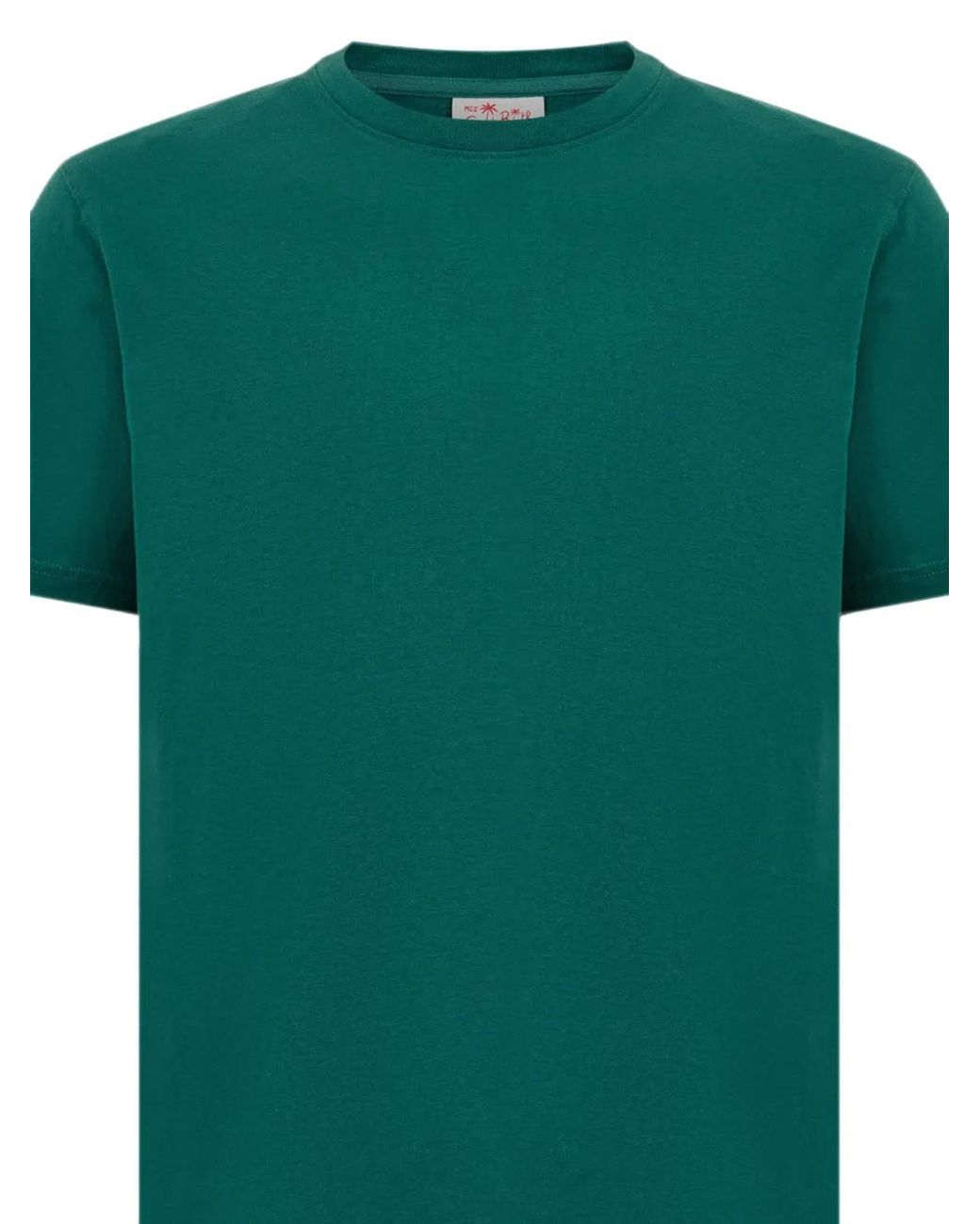 Mc2 Saint Barth Green Dover Cotton T-Shirt With Logo Embroidery for men