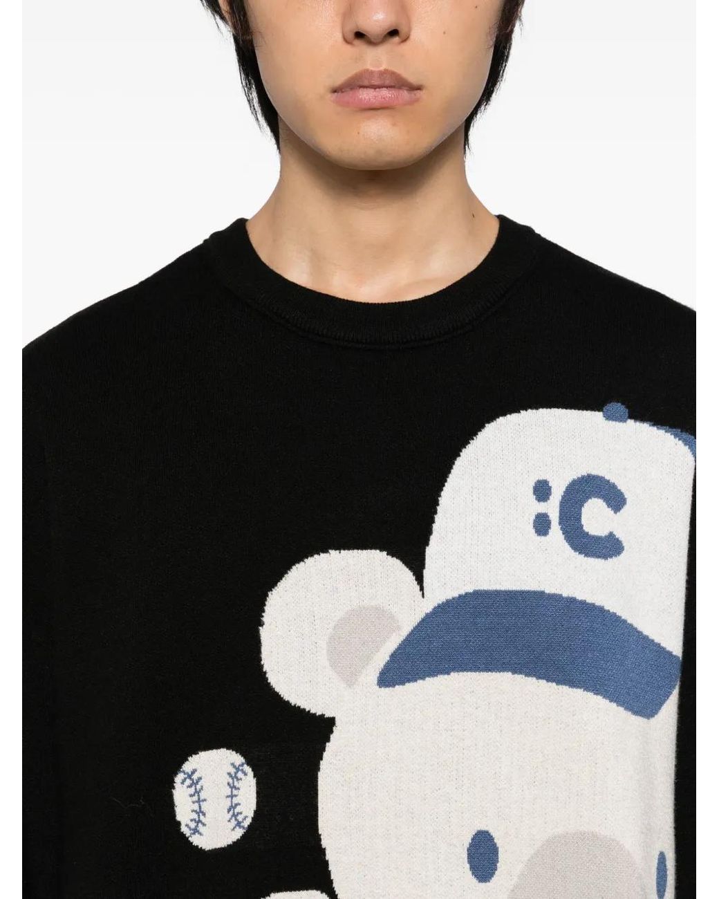 Chocoolate Black Bear-Print Jumper for men