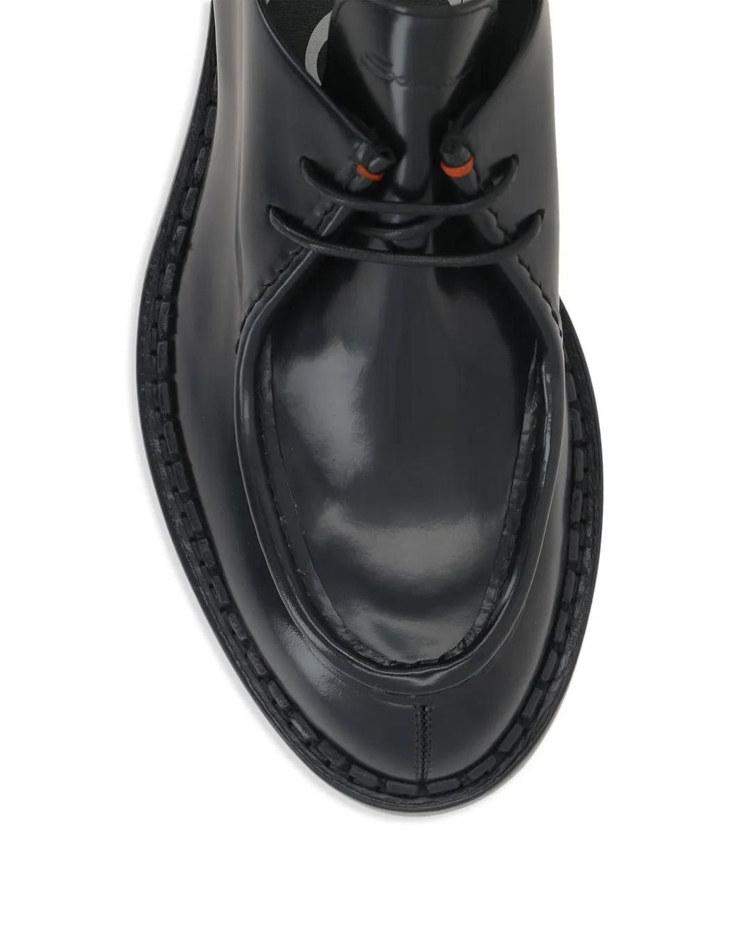 Santoni Black X 10 Corso Como Leather Derby Shoes