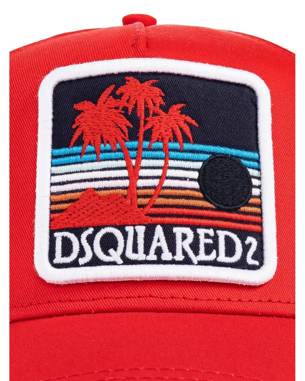 DSquared² Red Patch-Detail Baseball Cap for men