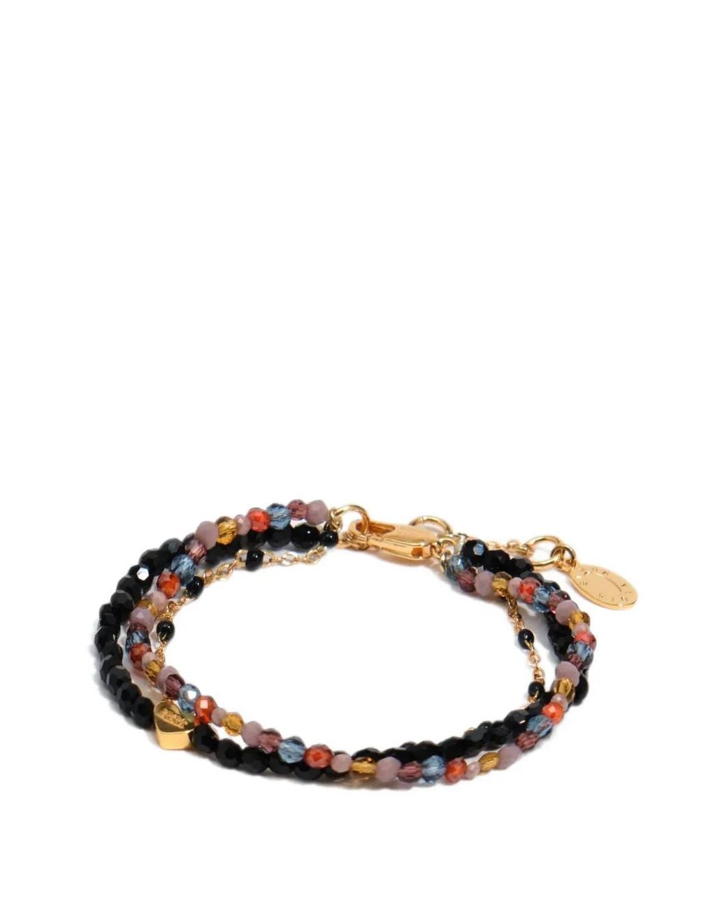 Bimba Y Lola Metallic Triple Chain Bracelet With Stones And Crystals