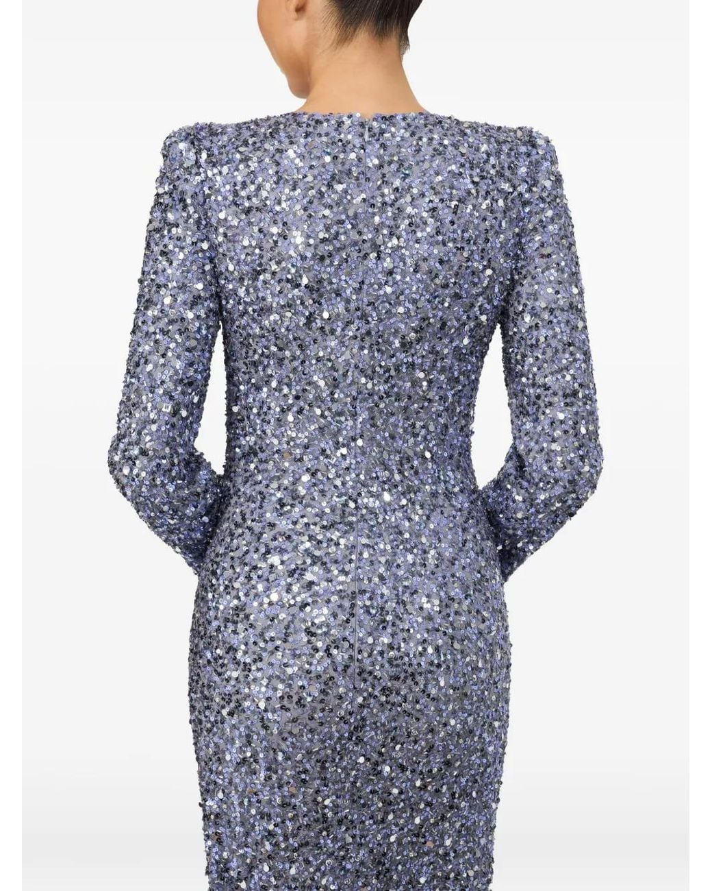 Jenny Packham Blue Robe Longue Marie À Sequins