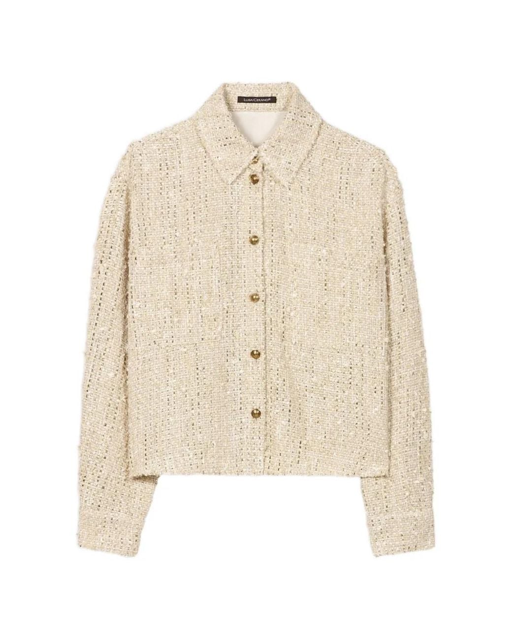 Luisa Cerano Natural Buttoned Tweed Overshirt