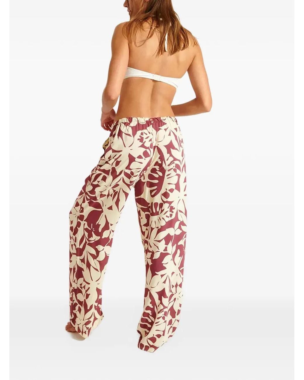 Banana Moon White Okeah Sarong Leaf-Print Drawstring Trousers