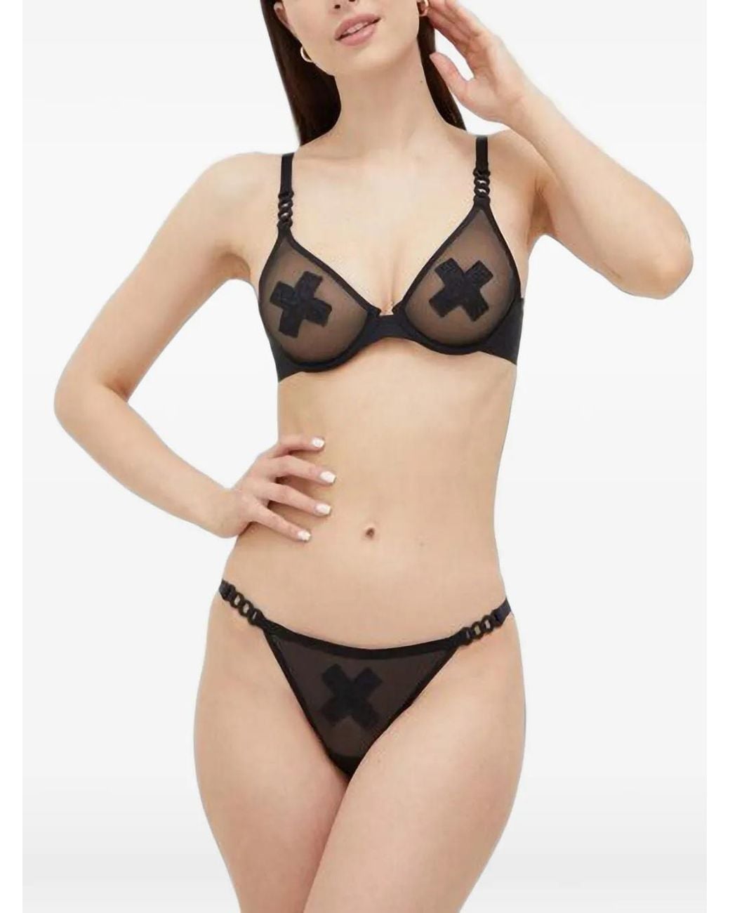 Chantelle Black Sheer Cross-Patch Bra