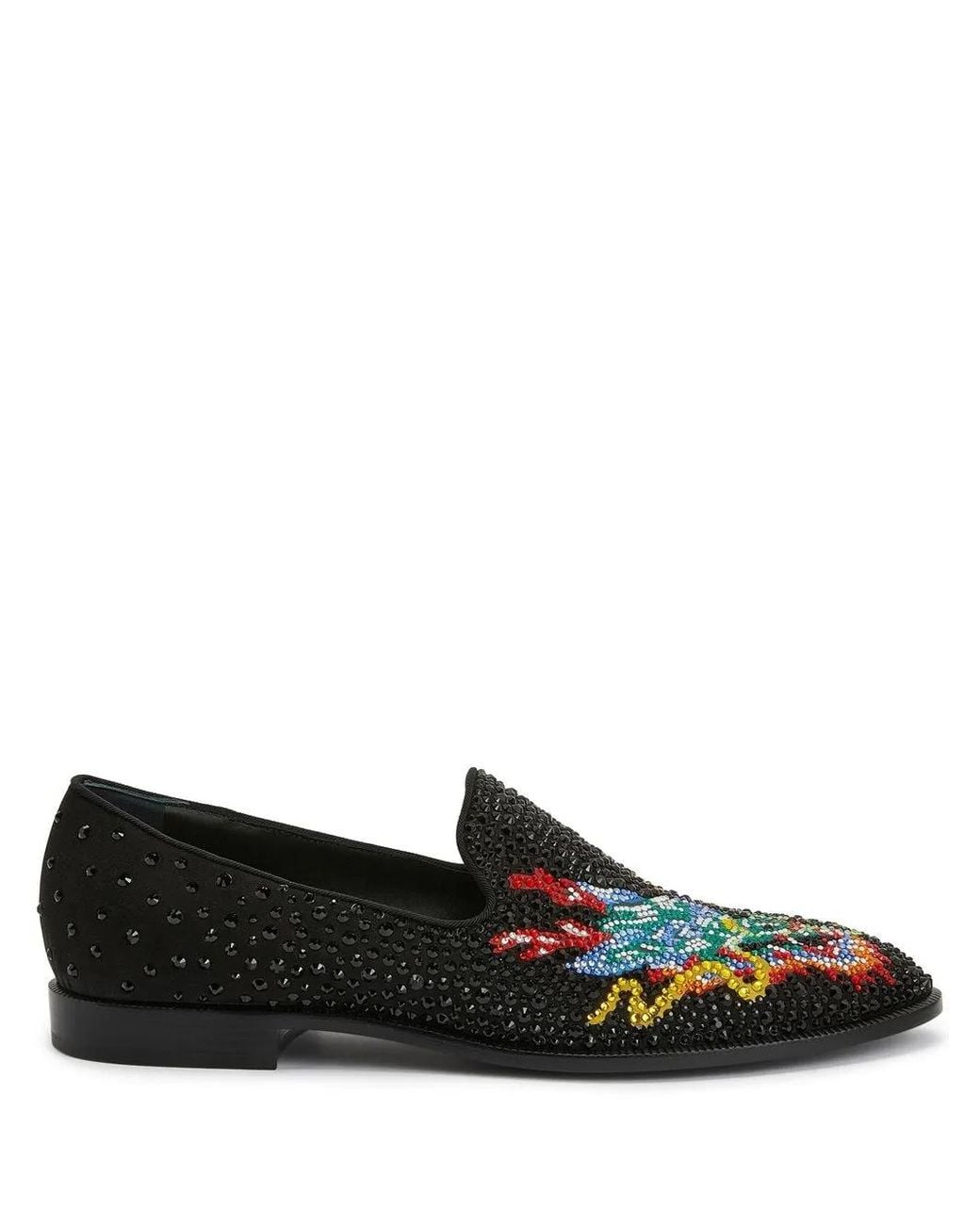 Giuseppe Zanotti Black Dragon Crystal Rhinestone-Embellished Loafers for men