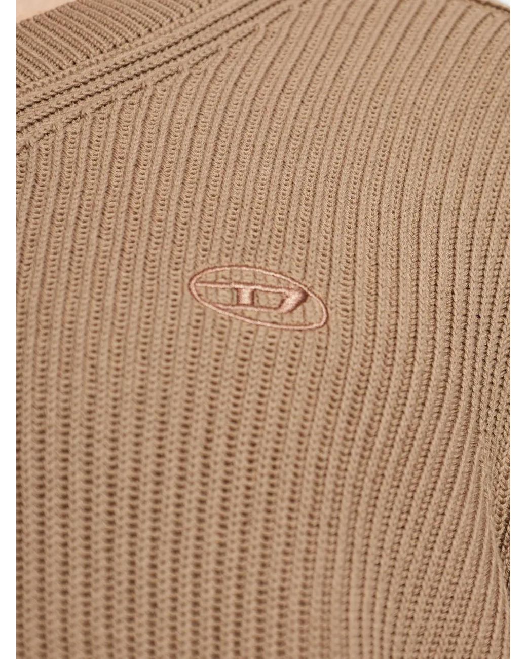 DIESEL Natural Ribbed V-Neck Sweater for men