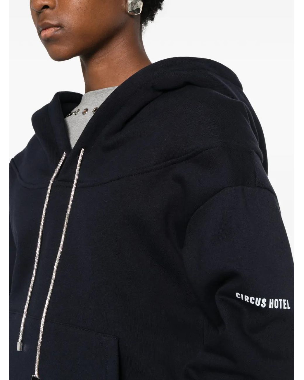 Circus Hotel Blue Crystal-Embellished Logo-Print Hoodie