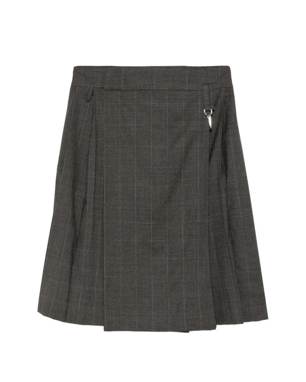 Simone Rocha Gray Check-Pattern Pleated Skirt