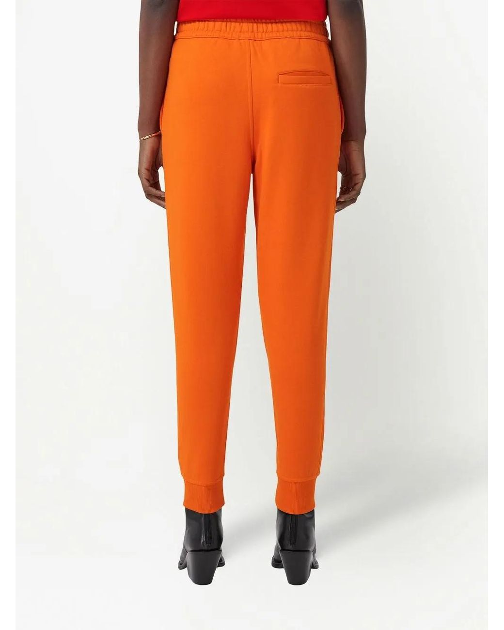 Burberry Orange Pantalon De Jogging À Patch Logo