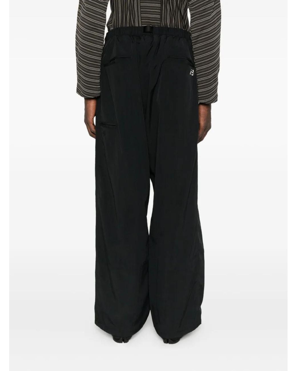 Y-3 Black Buckle-Fastening Pocket Trousers for men
