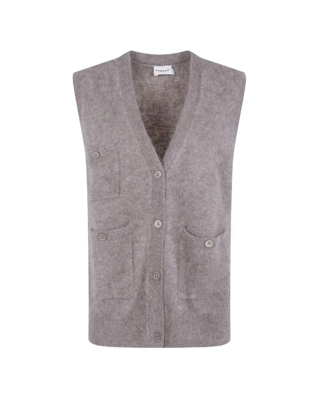 P.A.R.O.S.H. Gray Button-Up Sleeveless Cardigan
