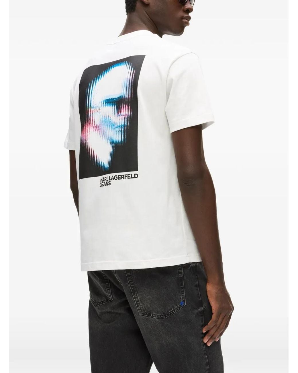 Karl Lagerfeld White Digitized T-Shirt for men