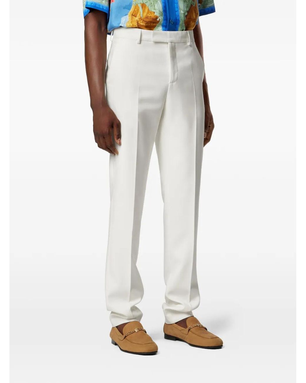 Versace White Logo-Patch Trousers for men