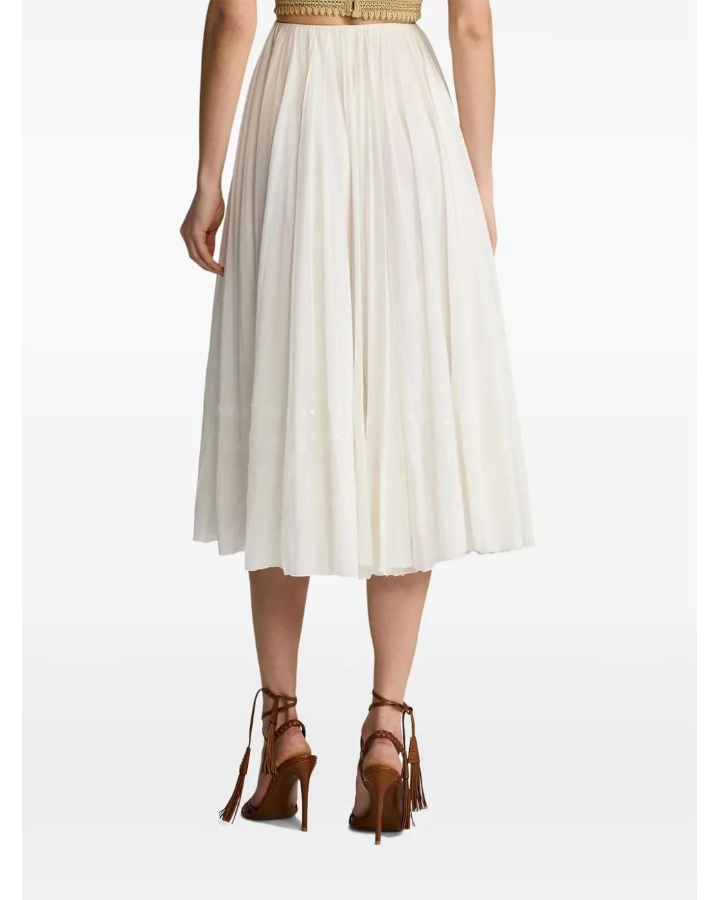 Ralph Lauren White Trivelas Midi Skirt