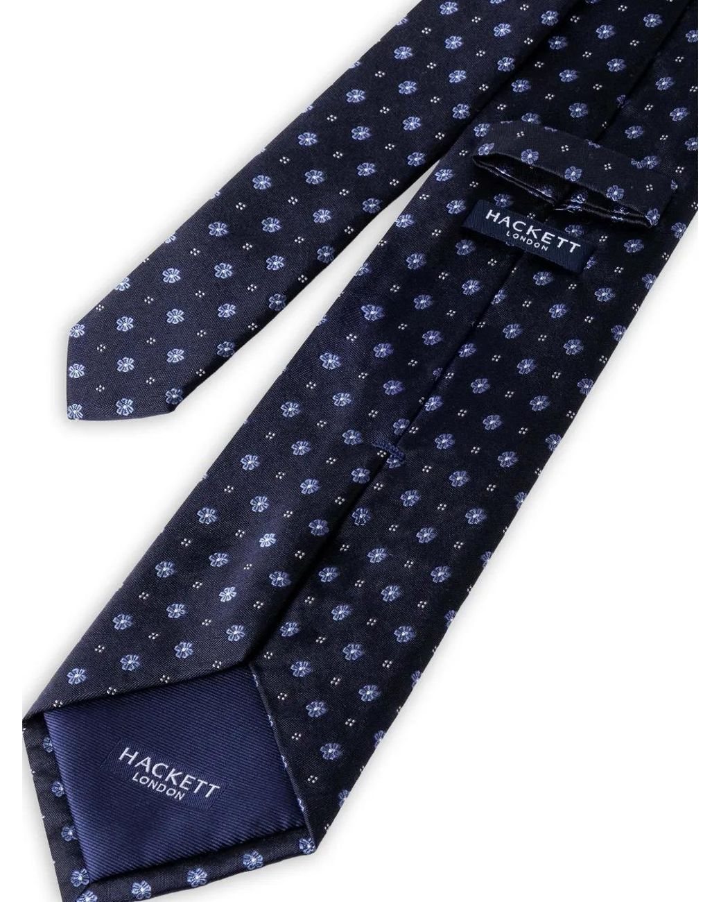 Hackett Blue Floral-Embroidered Tie for men