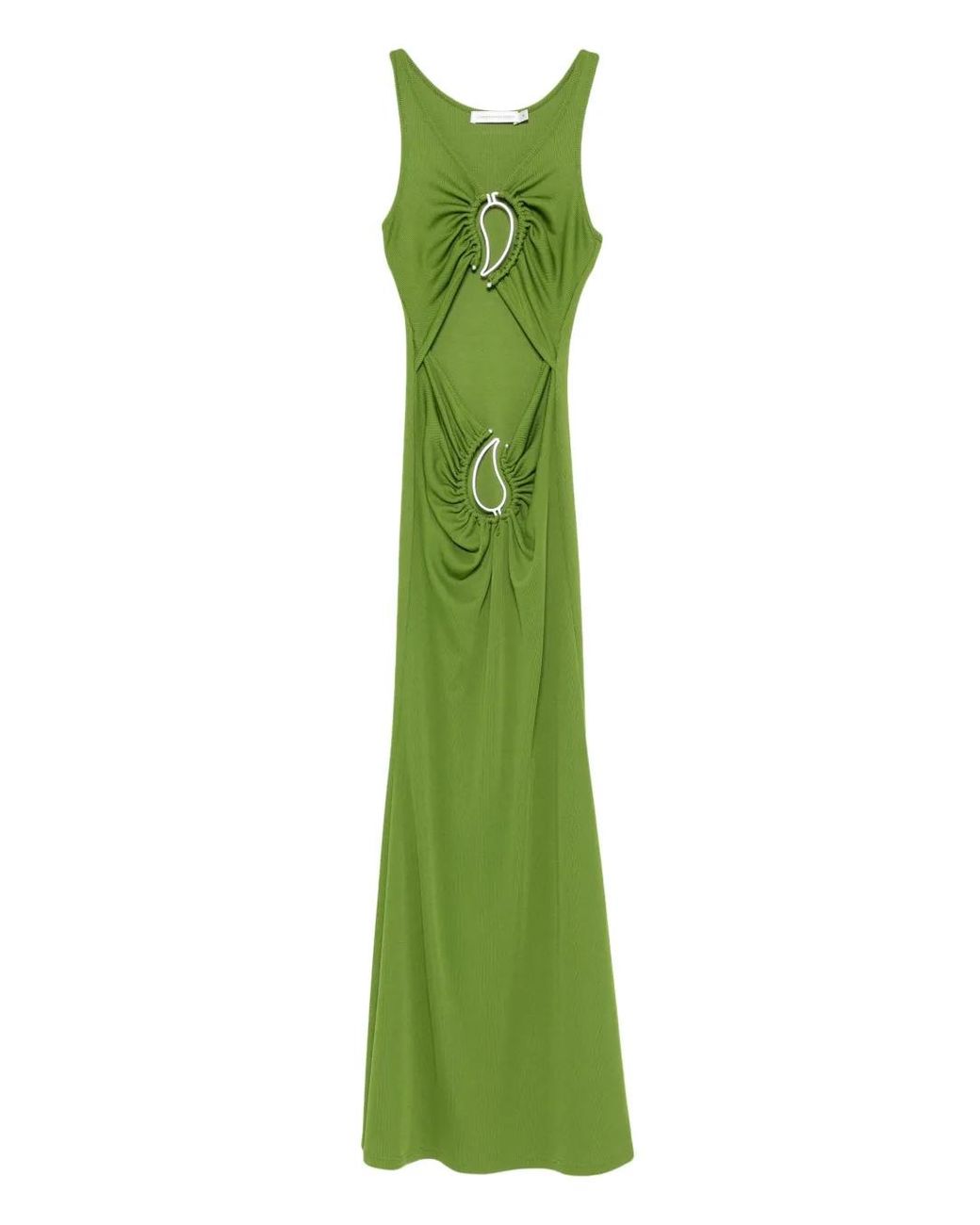 Christopher Esber Green Cut-Out Ring-Detail Maxi Dress