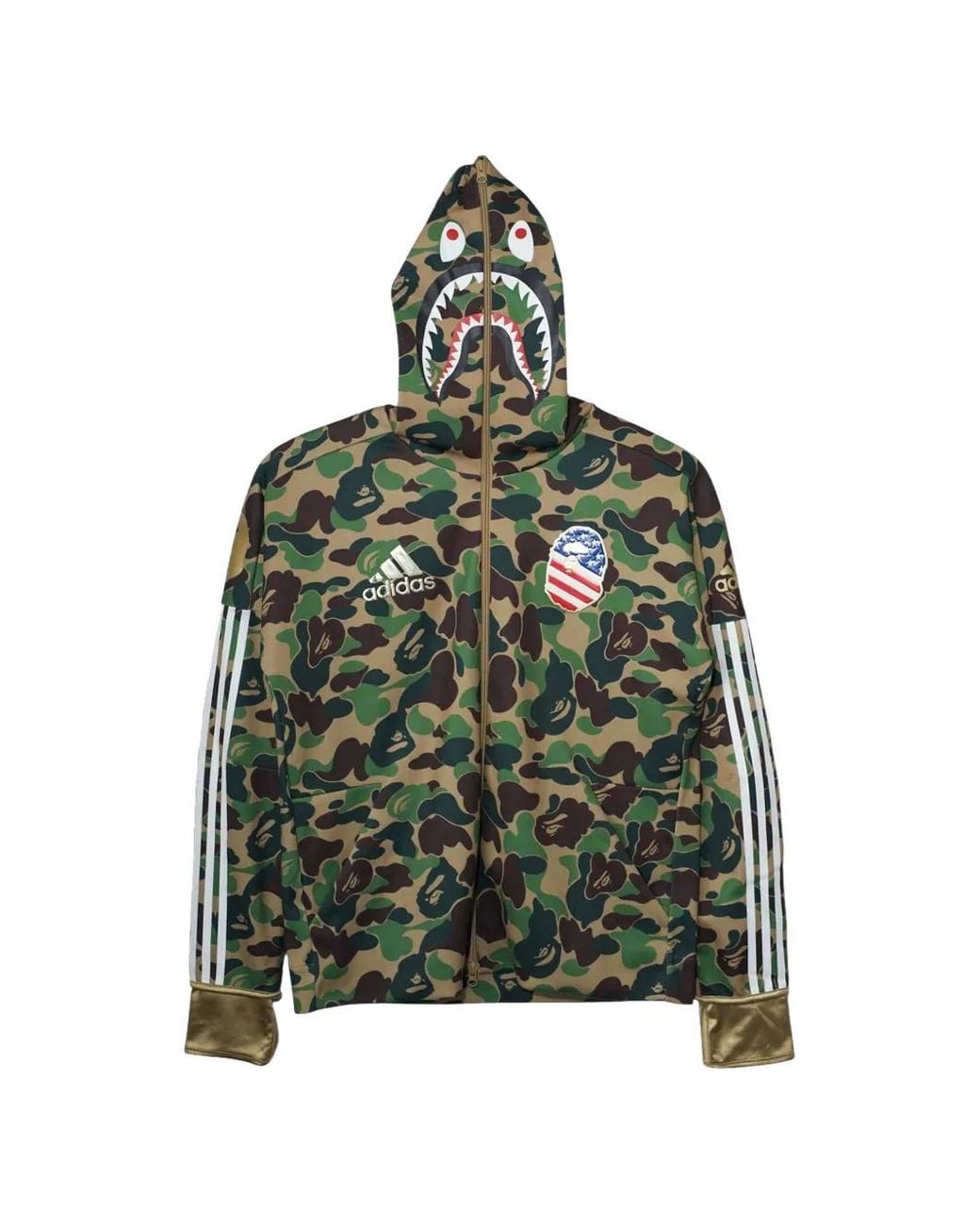 A Bathing Ape Green X Adidas Camo-Print Hoodie for men