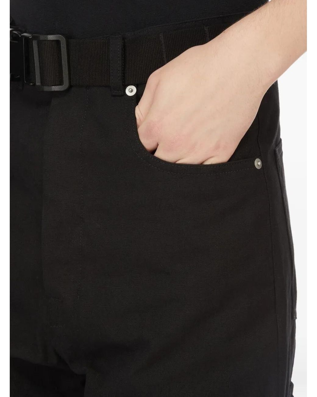 Rick Owens Black Geth Belted Cargo Trousers for men