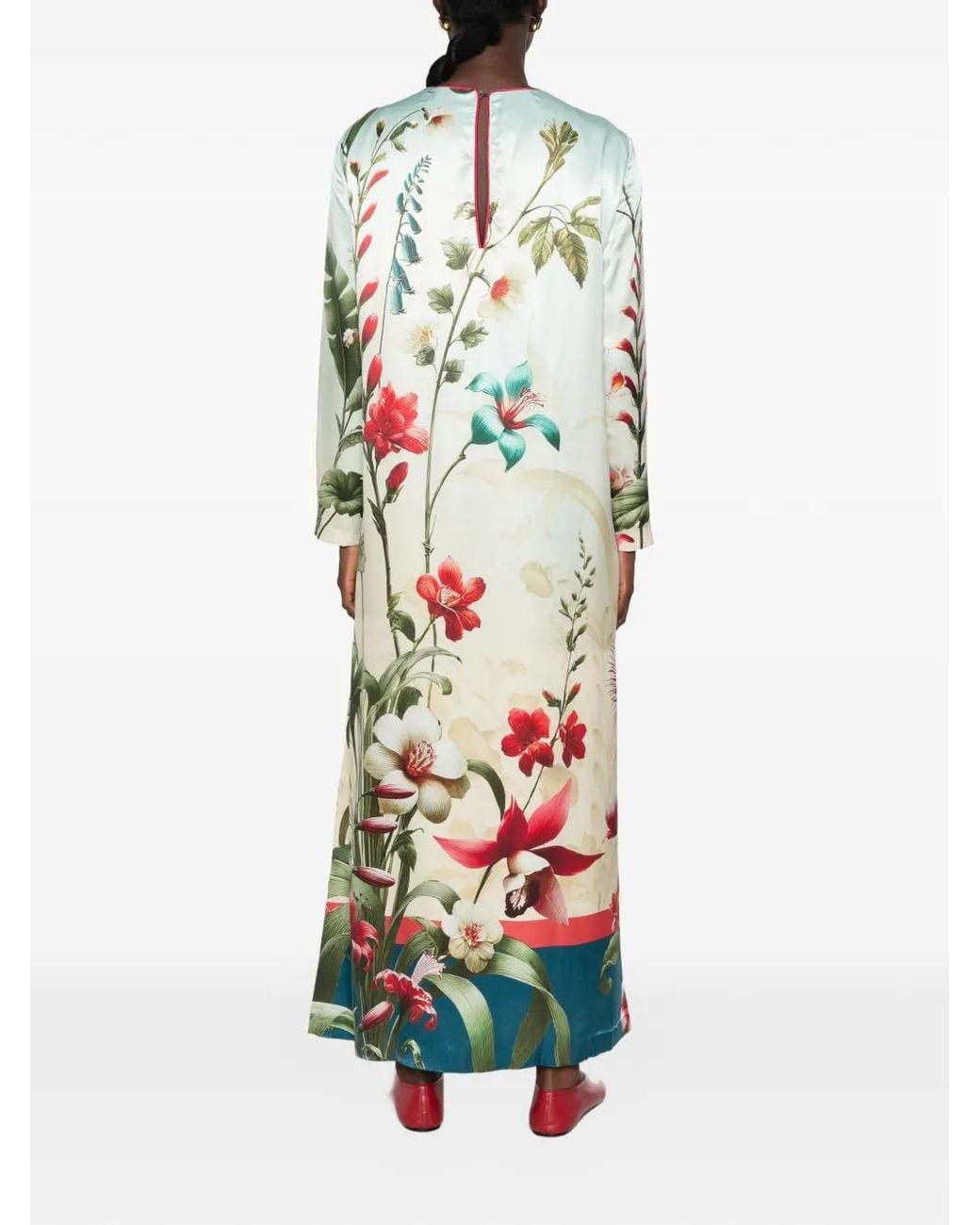 F.R.S For Restless Sleepers White Floral-Print Long-Sleeve Maxi Dress