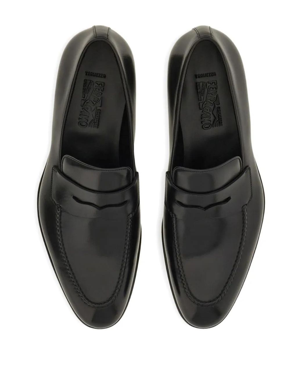 Ferragamo Black Tramezza Penny Loafers for men