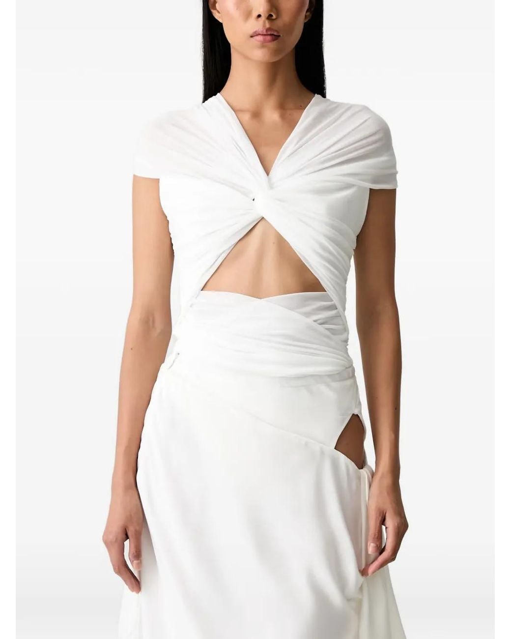 Bardot White Twist-Detail Cut-Out Top