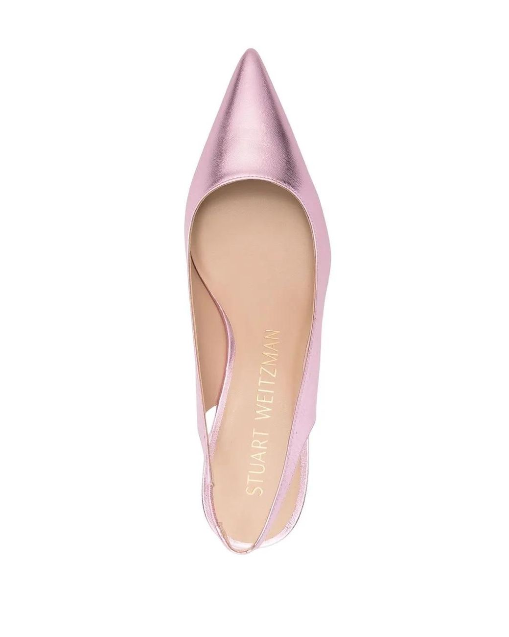 Stuart Weitzman Pink Metallic-Effect Pointed Pumps