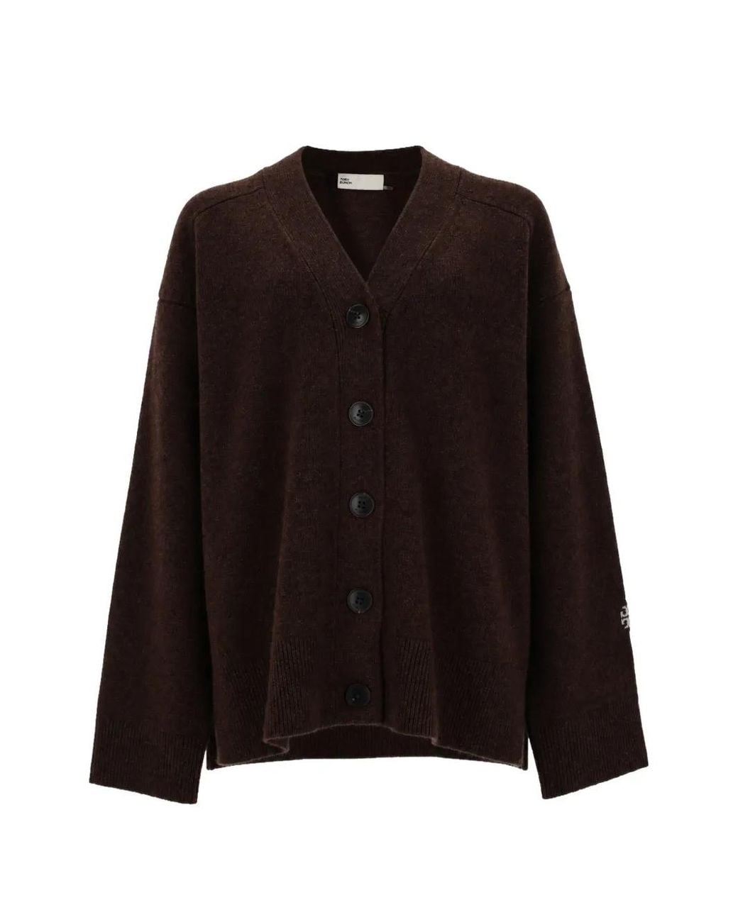Tory Burch Black Logo-Embroidered Wool Cardigan