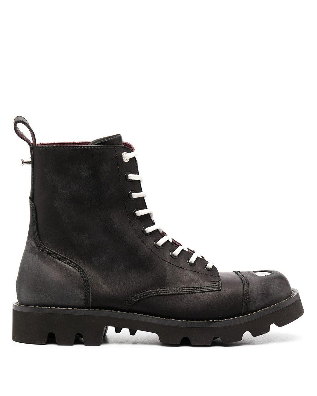 DIESEL Logo Plaque Combat Boots in Black for Men Lyst Australia