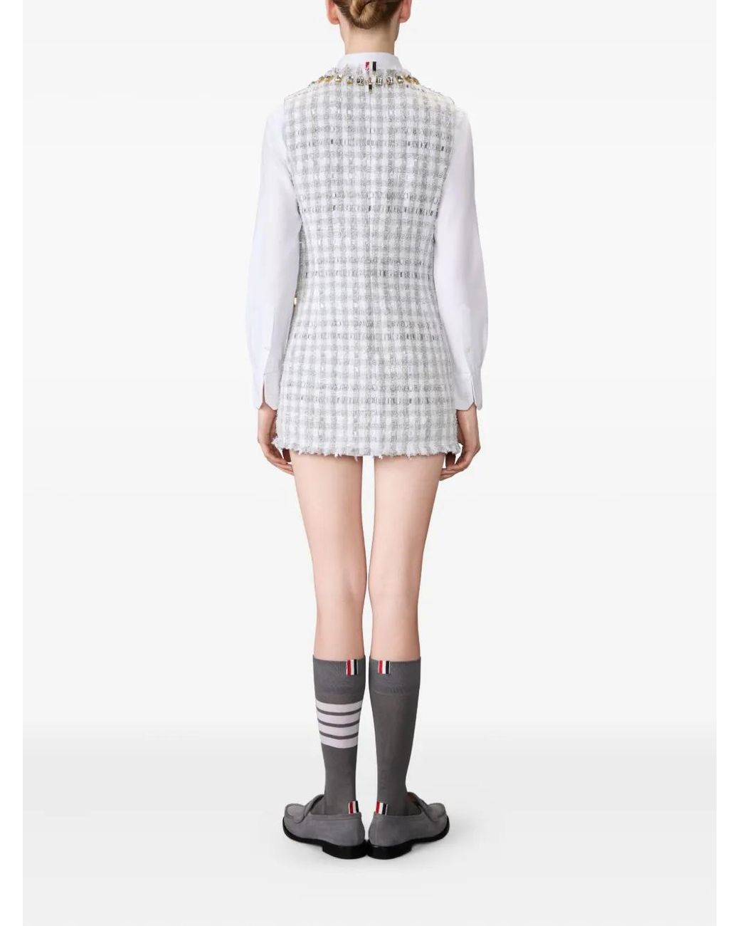 Abito Corto Con Cristalli Swarovski di Thom Browne in White