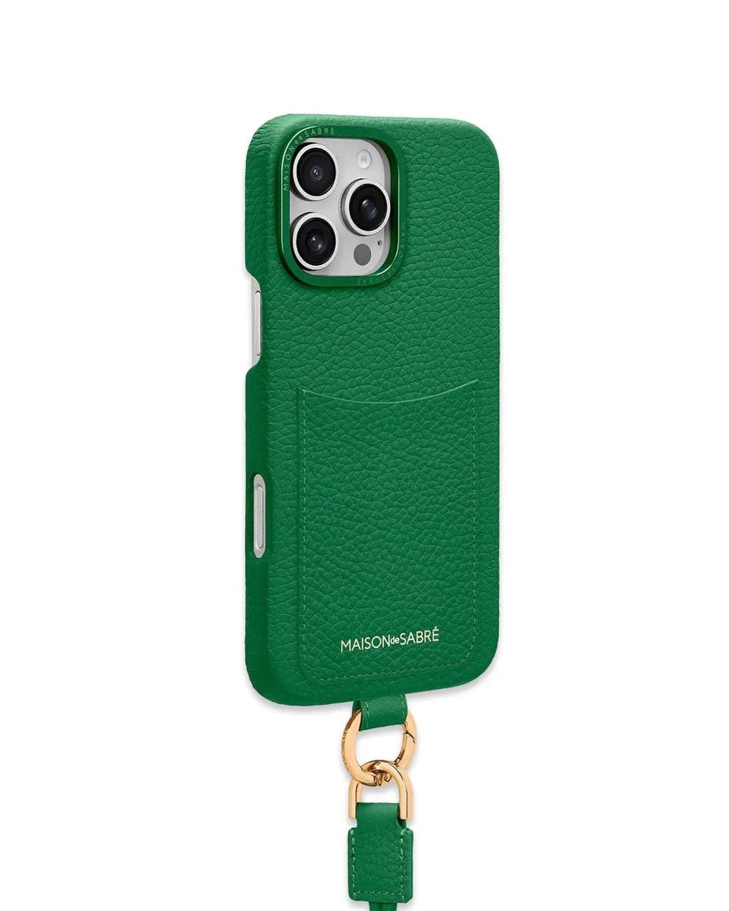 Maison De Sabre Green Sling Leather Iphone 16 Pro Max Phone Case