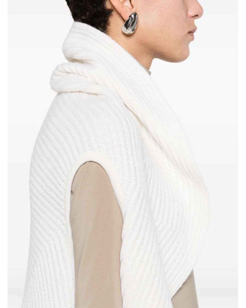 Marc Cain White Ruffled Cardigan