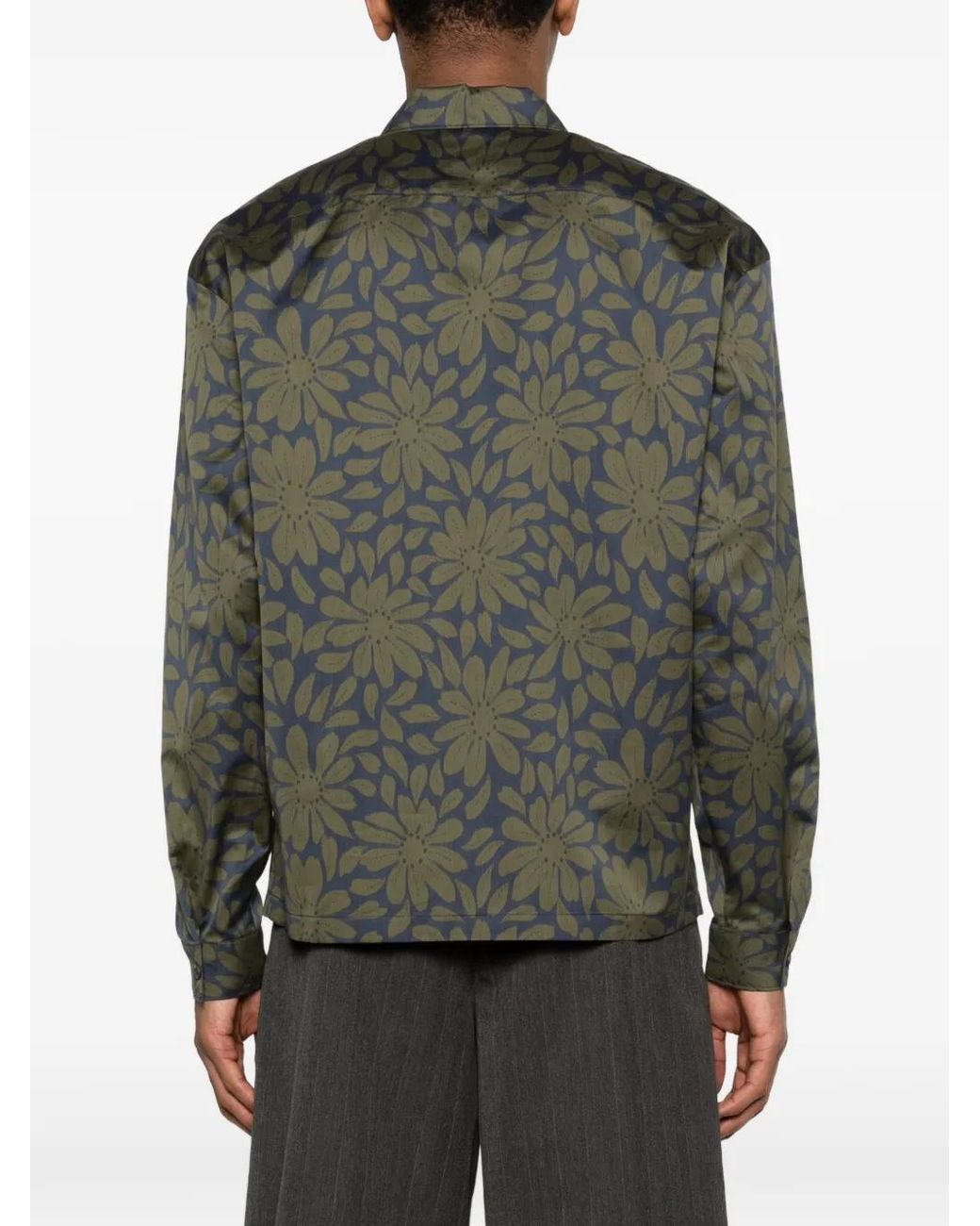 Prada Green Floral Zipped Shirt for men