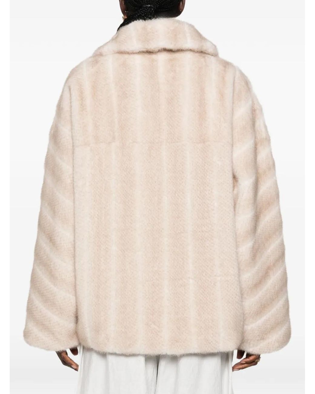 S.W.O.R.D Natural Double-Breasted Faux-Fur Coat