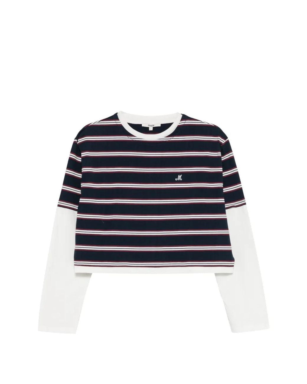 Maje Blue Striped Cropped T-Shirt